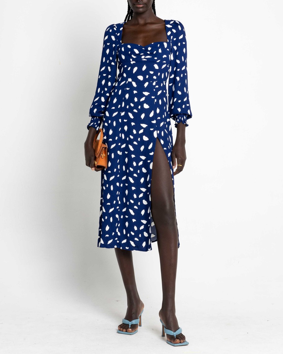 Clothing o.p.t | Eleanor Dress Navy Polka Dot