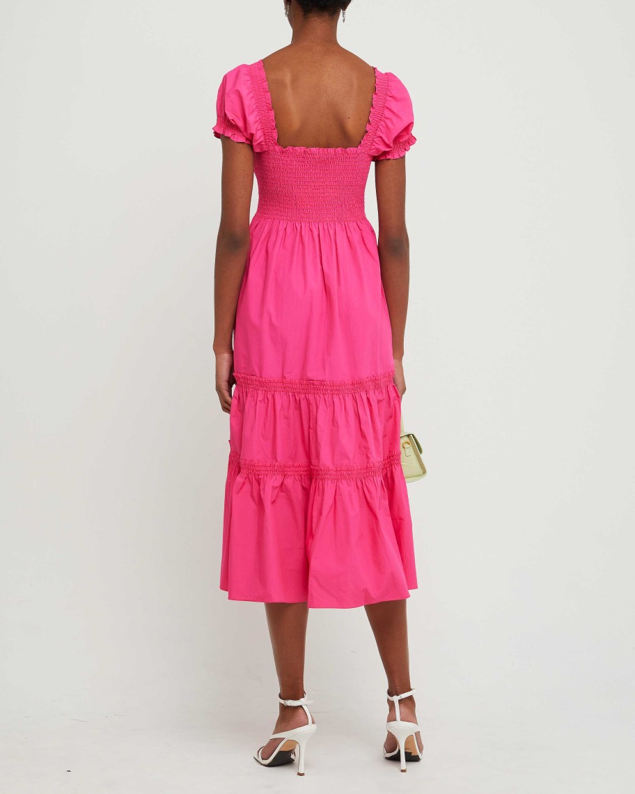 Clothing o.p.t | Square Neck Smocked Maxi Dress Magenta