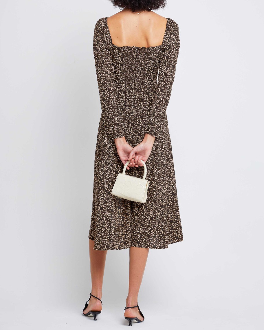 Clothing o.p.t | Lenon Dress Dark Brown Floral