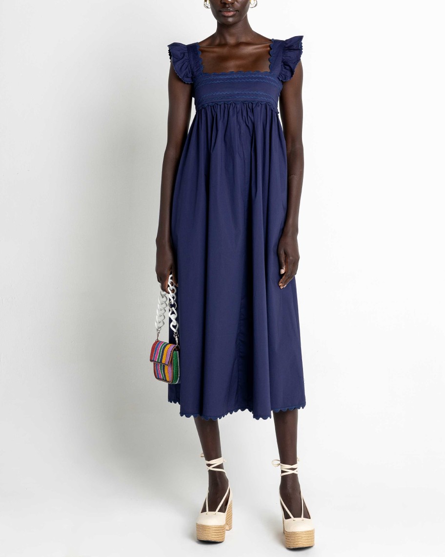 Clothing o.p.t | Cotton Kalliope Midi Dress Navy