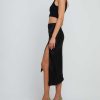 Clothing CAARA | Sculpting Knit Squareneck Cropped Tank Black