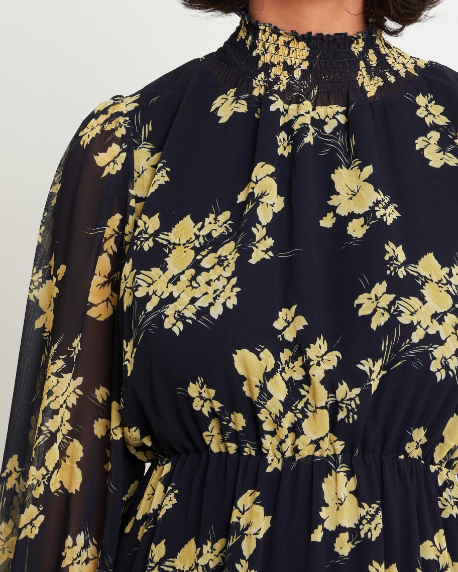 Clothing o.p.t | Lluvia Dress Navy Yellow Floral