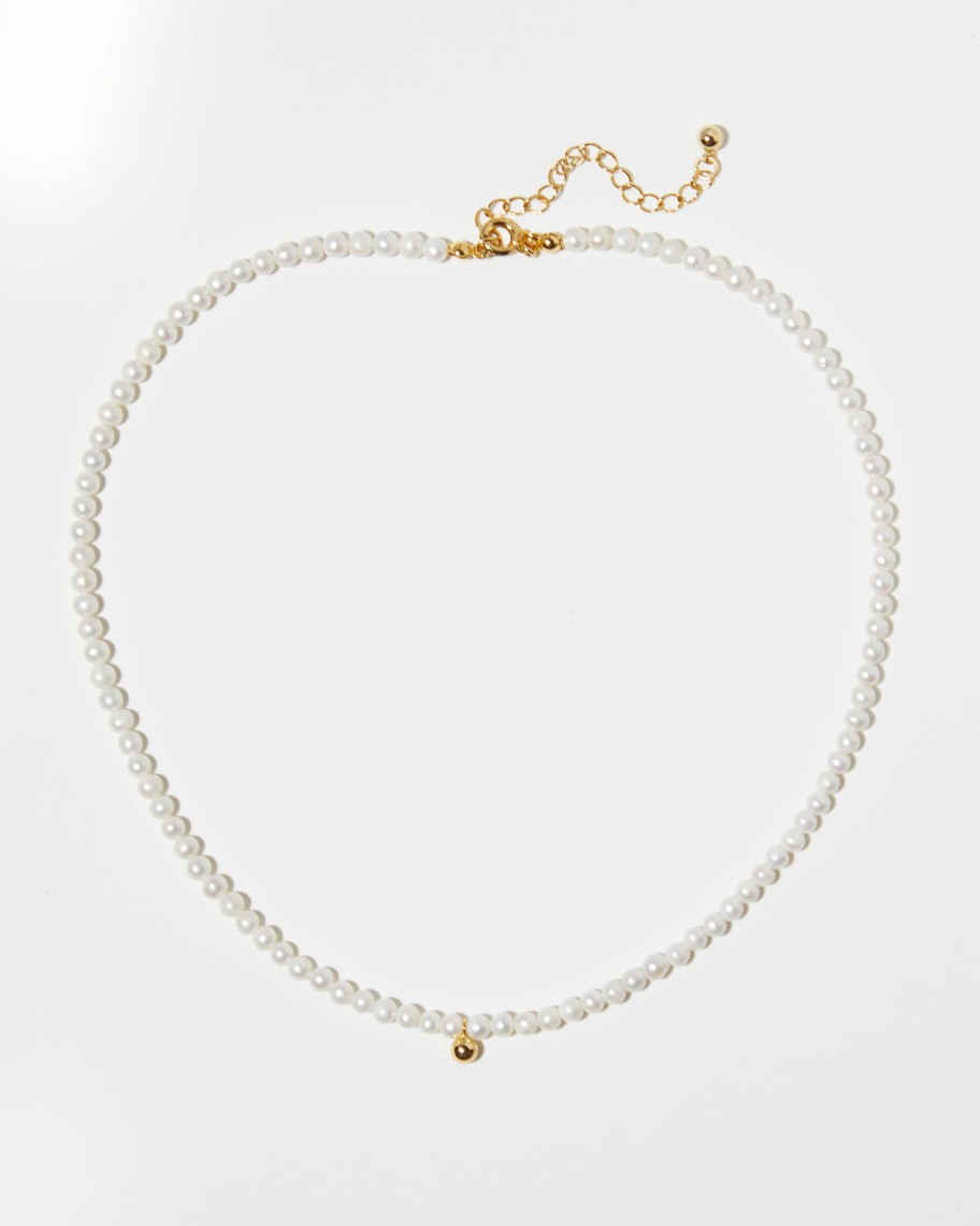 Accessories FEW MODA | Delicate Gold And Pearl Necklace White