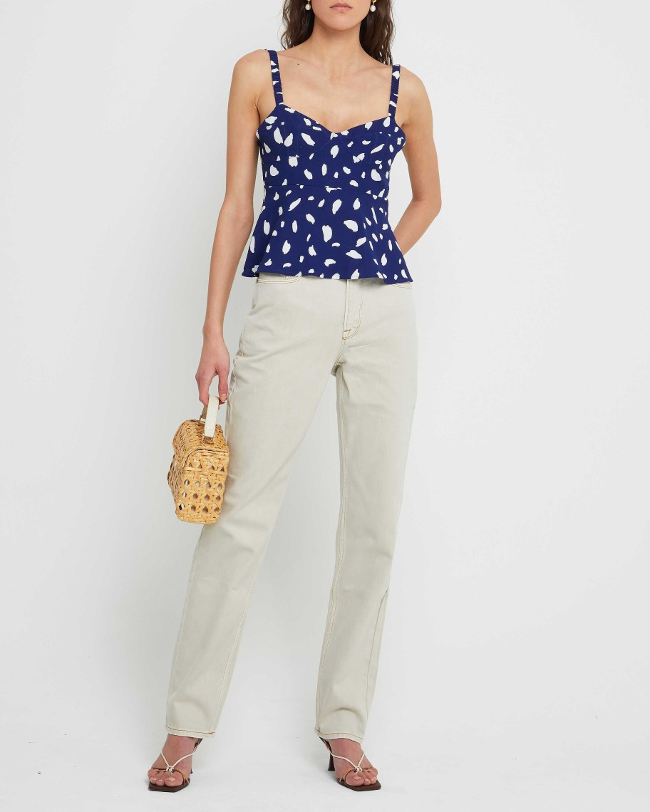 Clothing o.p.t | Deven Top Navy Polka Dot