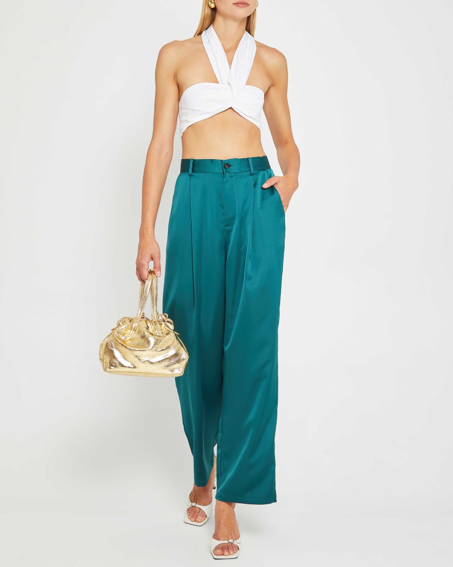 Clothing kourt | Keefa High Waisted Pant Silky Dark Green