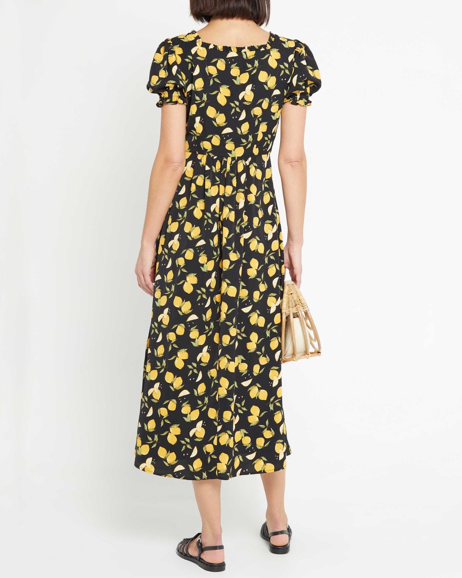 Clothing o.p.t | Angelina Dress Black Fruit Print