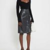 Clothing CAARA | Mimi Vegan Leather Pencil Skirt Black