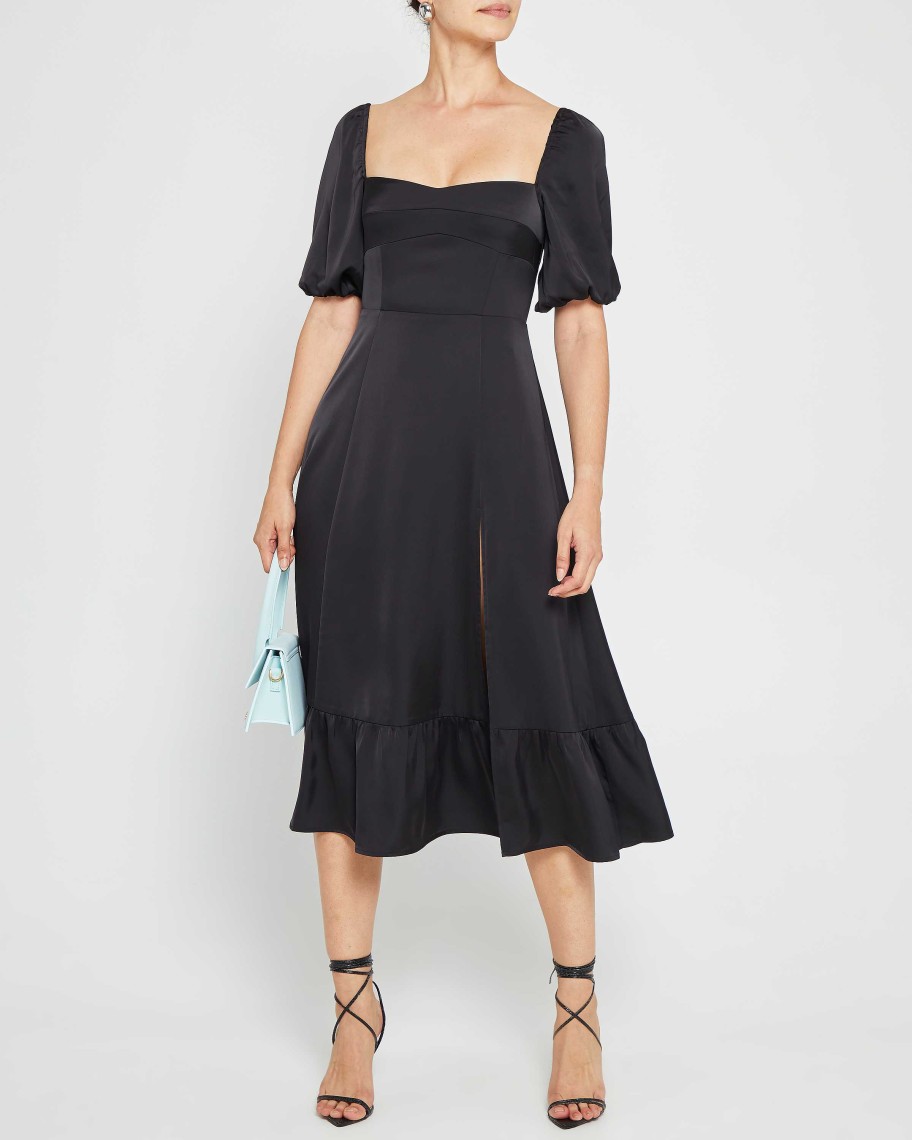 Clothing o.p.t | Violetta Midi Dress Silky Black