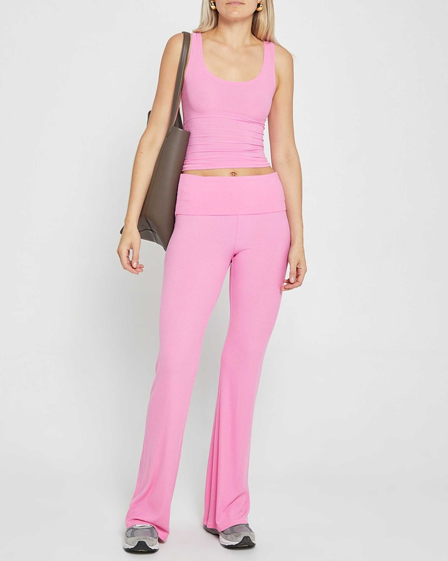 Clothing CAARA | Soft Lounge Foldover Pant Hot Pink