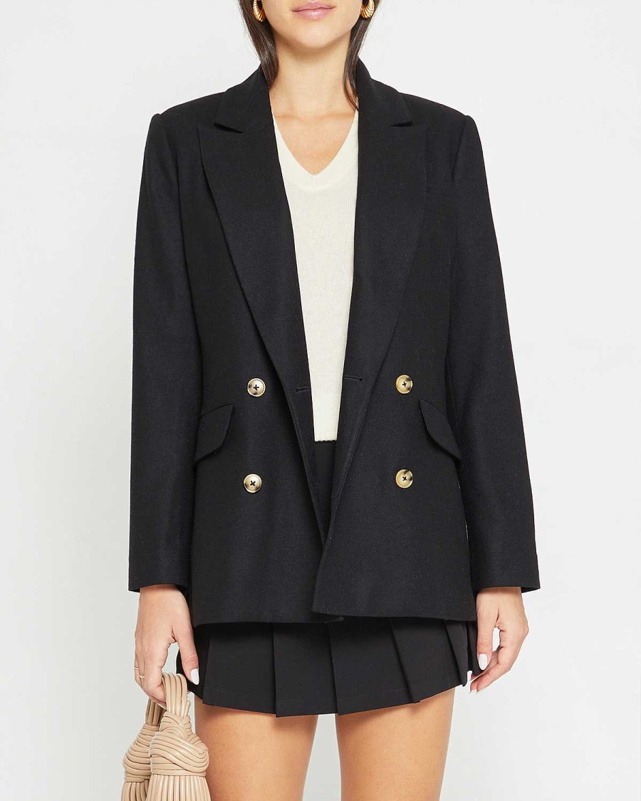 Clothing CAARA | Allora Wool-Blend Blazer Black