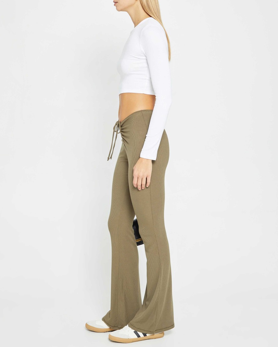 Clothing CAARA | Soft Lounge Ruched Pant Army Green