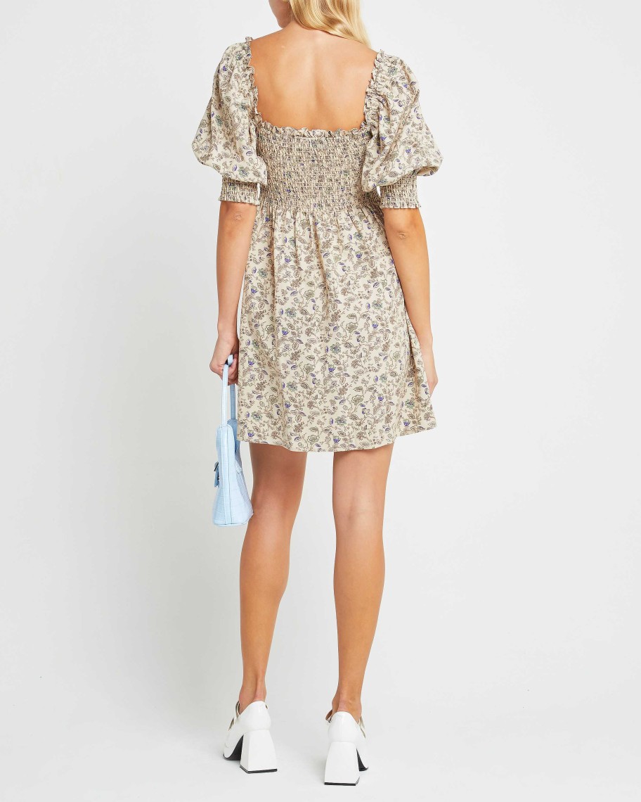 Clothing kourt | Calypso Mini Dress Beige Floral