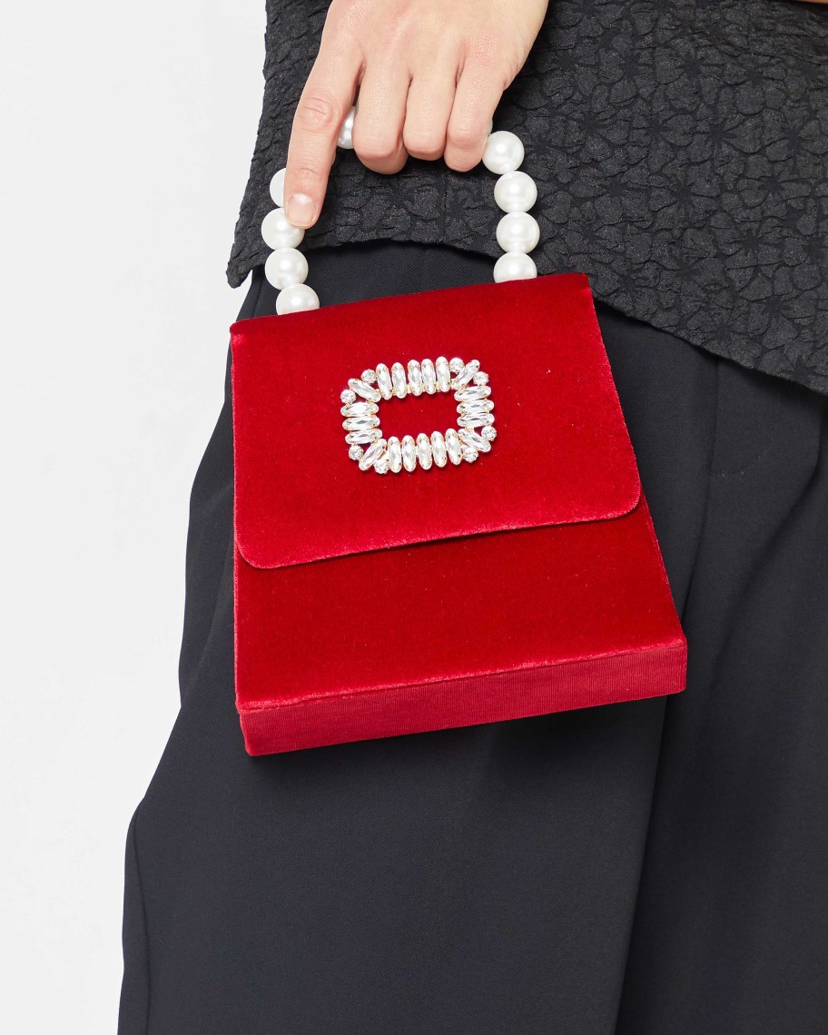 Accessories FEW MODA | Blair Mini Velvet Handbag Red