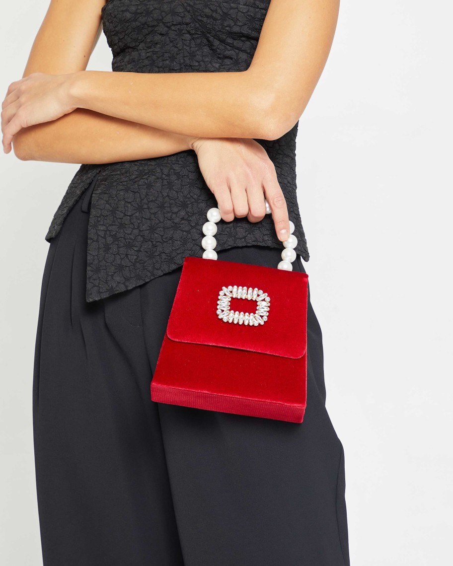 Accessories FEW MODA | Blair Mini Velvet Handbag Red