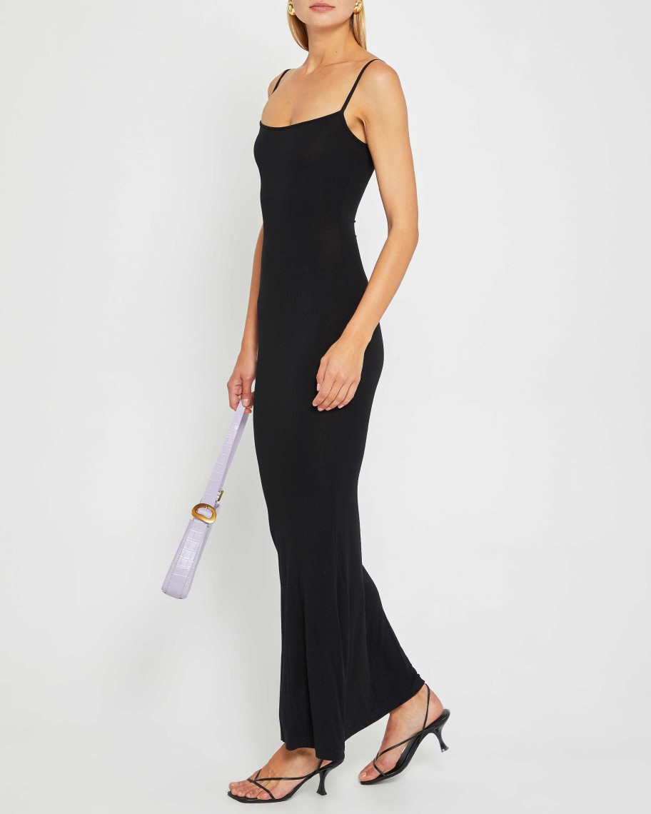 Clothing CAARA | Soft Lounge Long Slip Dress Black