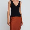 Clothing CAARA | Sculpting Knit V Tank Black