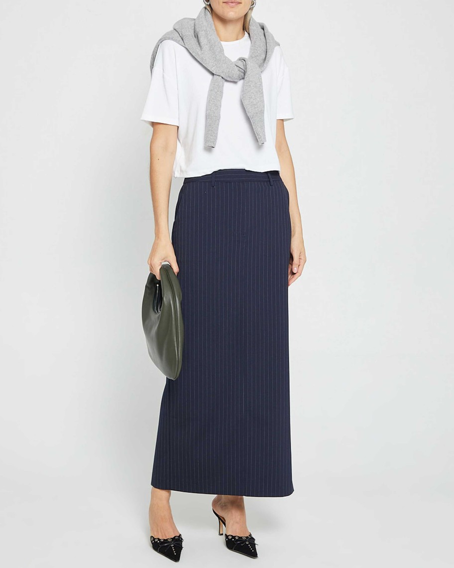 Clothing CAARA | Melanie Skirt Navy Stripe