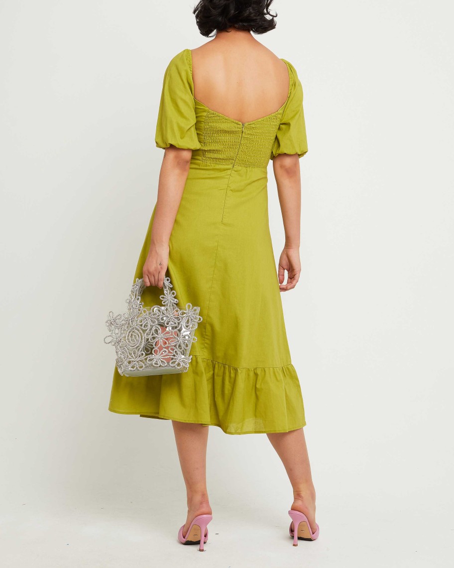 Clothing o.p.t | Violetta Midi Dress Chartreuse