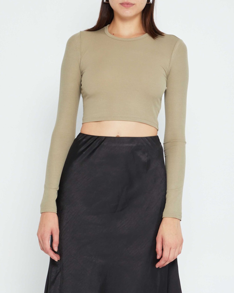 Clothing CAARA | Weekend Cropped Longsleeve Khaki