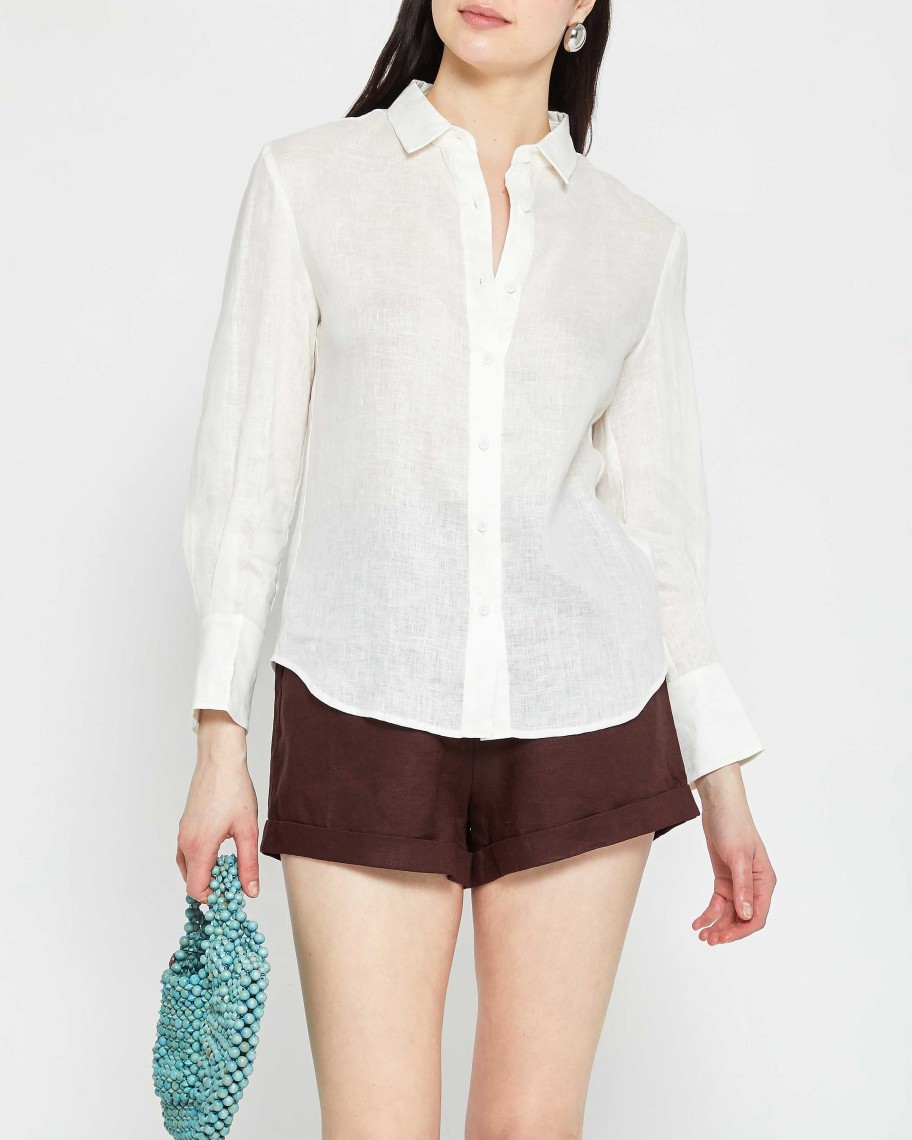 Clothing CAARA | Everyday Longsleeve Linen Shirt White