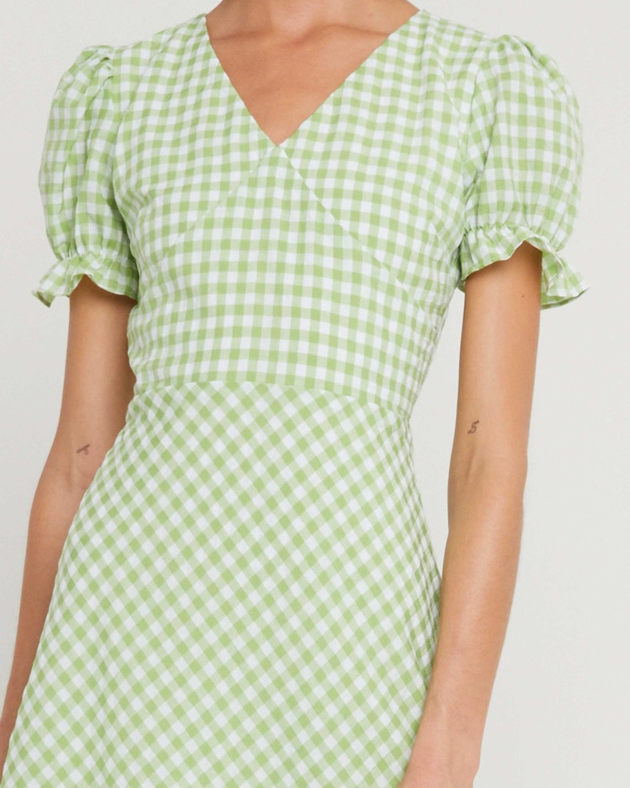 Clothing o.p.t | Milena Dress Green Gingham