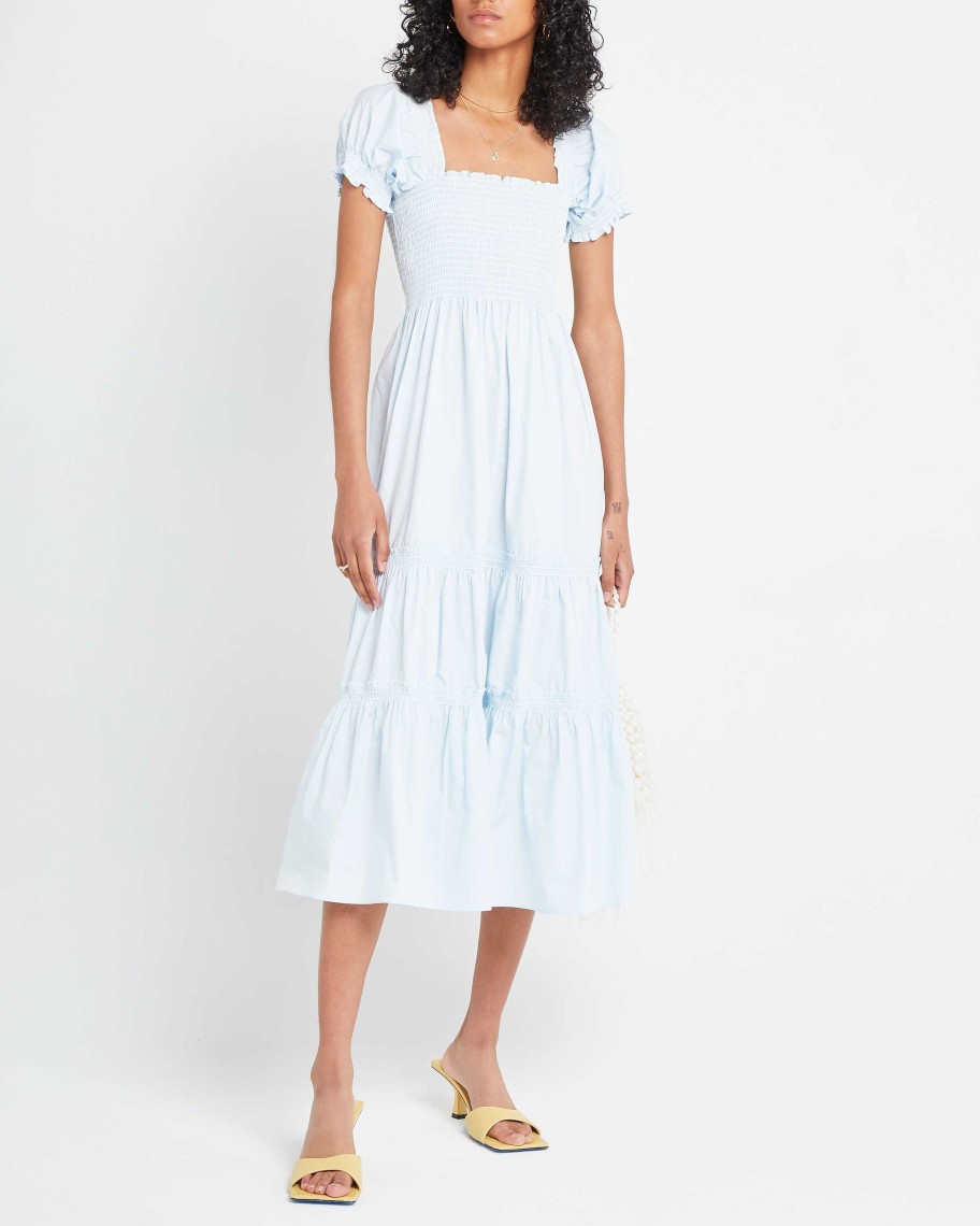 Clothing o.p.t | Square Neck Smocked Maxi Dress Palace Blue