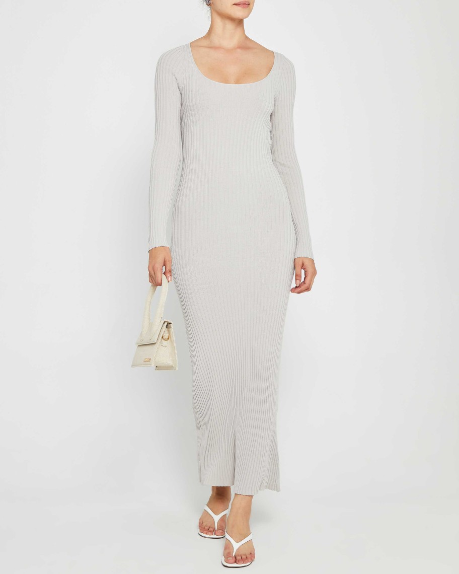 Clothing CAARA | Janelle Knit Dress Light Grey