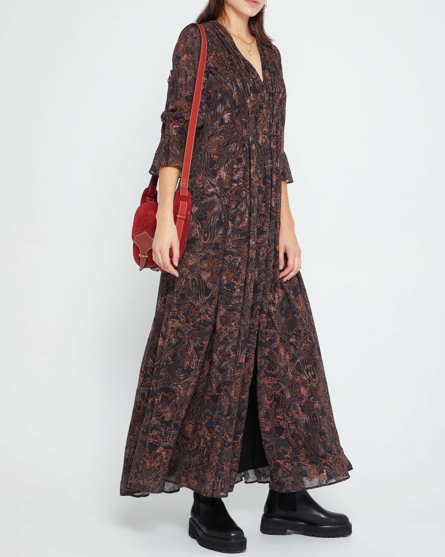 Clothing CAARA | Millie Dress Black Paisley